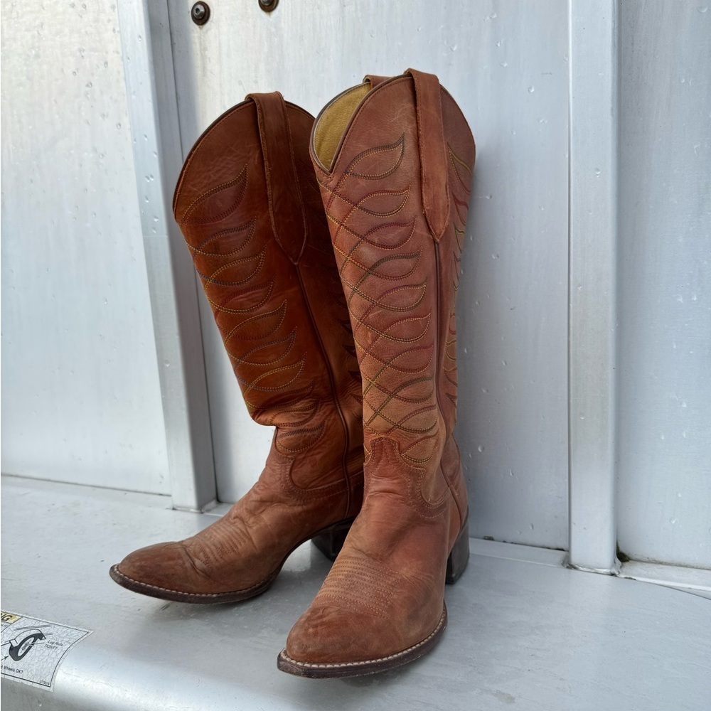 Justin boots cowboy vintage tall tops